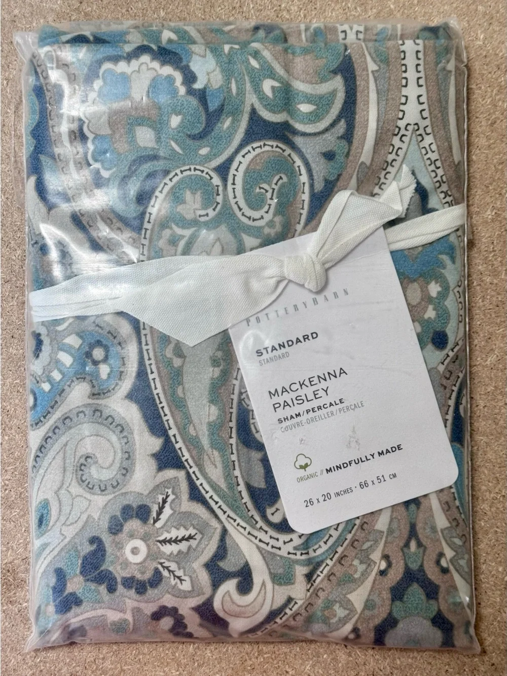 Pottery Barn Mackenna Paisley Sham in Blue, Teal, Taupe